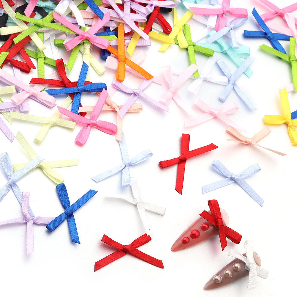 Christmas Craft Embellishment - 50Pcs 2.5x3cm Ribbons Mini Satin Ribbons