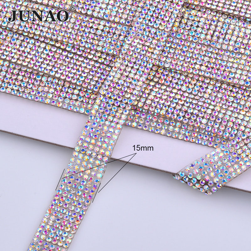 JUNAO 5Yard Crystal AB Rhinest - огляд і ціна Crystal Mesh Fabric