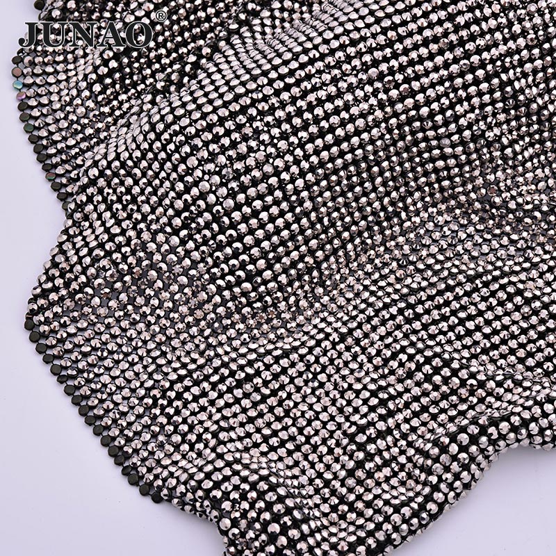 JUNAO 45*120cm Black Gold Crys - огляд і ціна Crystal Mesh Fabric