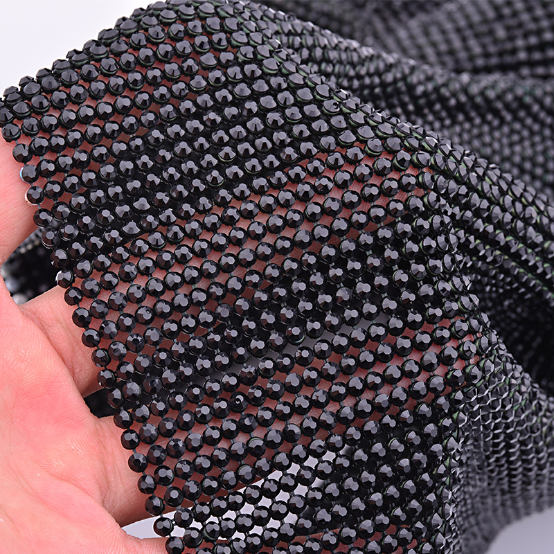 JUNAO 45*120cm Black Gold Crys - огляд і ціна Crystal Mesh Fabric