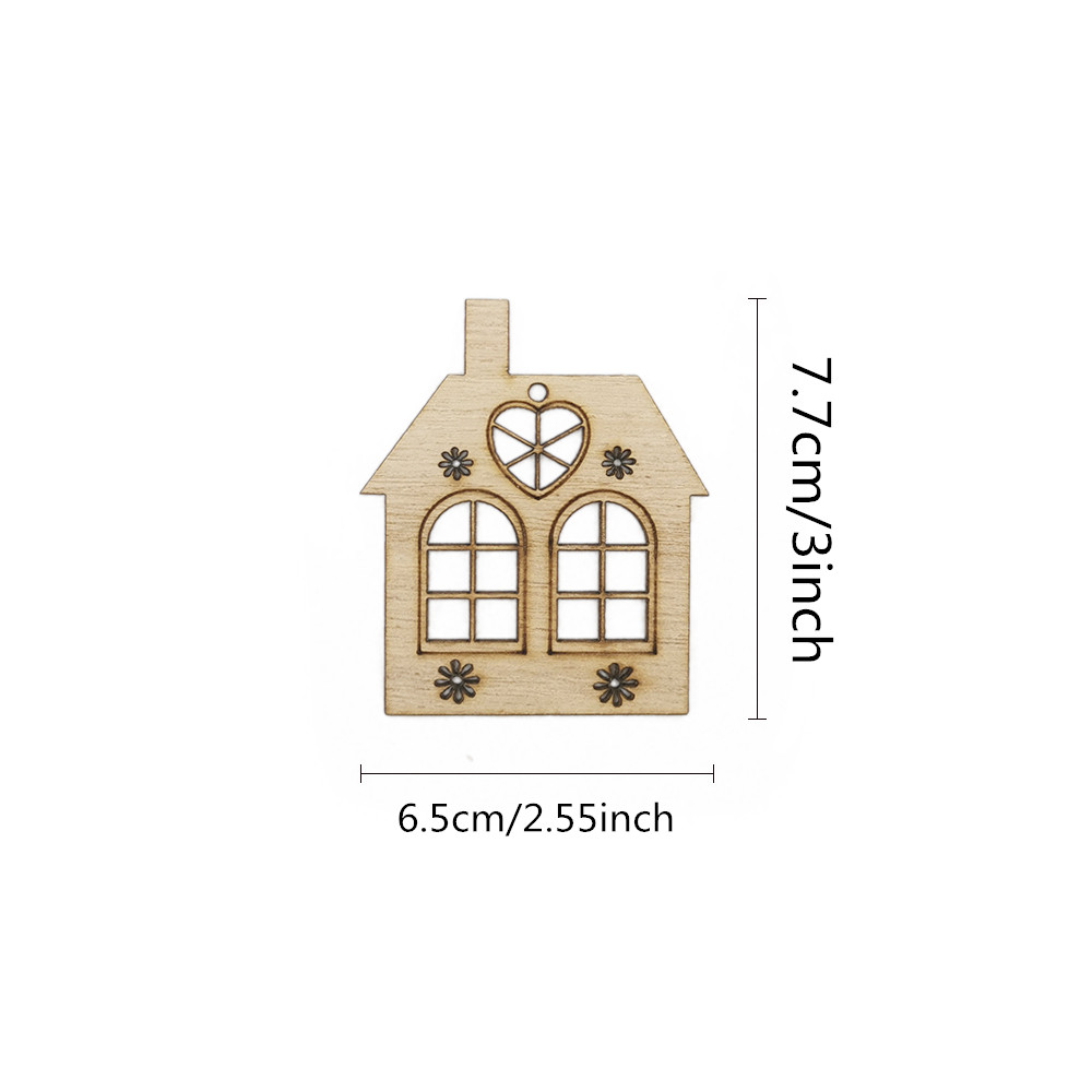 10pcs Wooden Hollow House Cuto - огляд і ціна Christmas Craft Embellishment