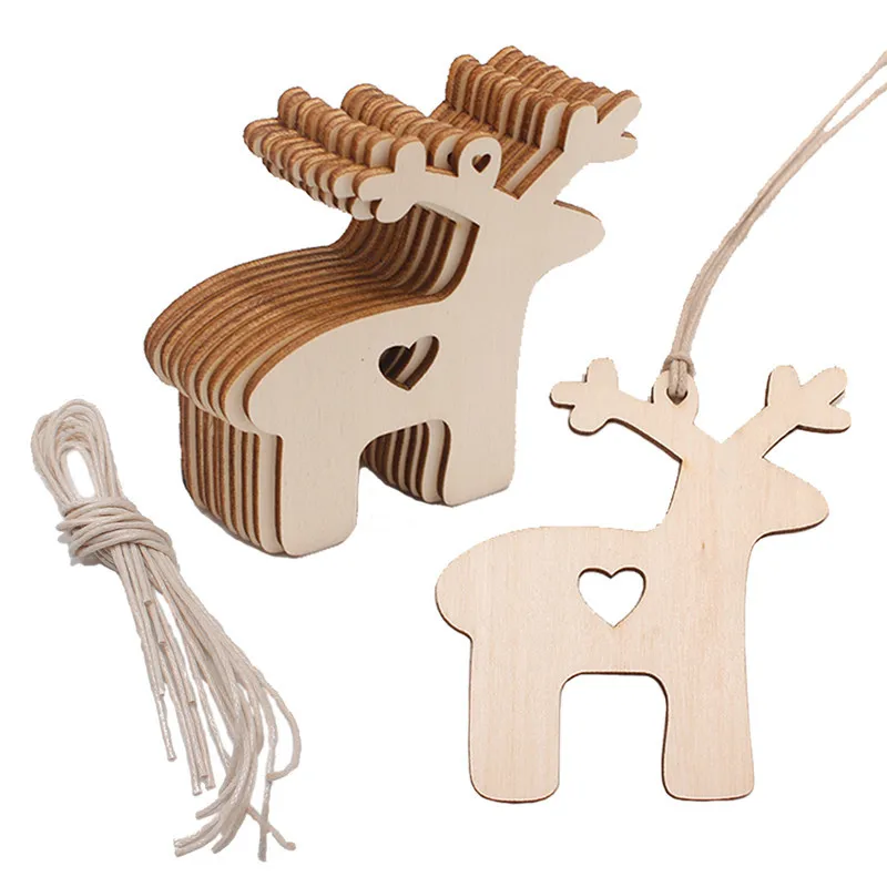10PCS Wooden Tree Bell Deer Un - огляд і ціна Christmas Craft Embellishment