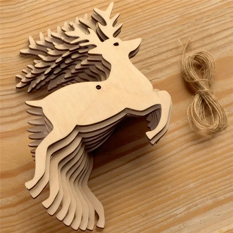 10PCS Wooden Tree Bell Deer Un - огляд і ціна Christmas Craft Embellishment