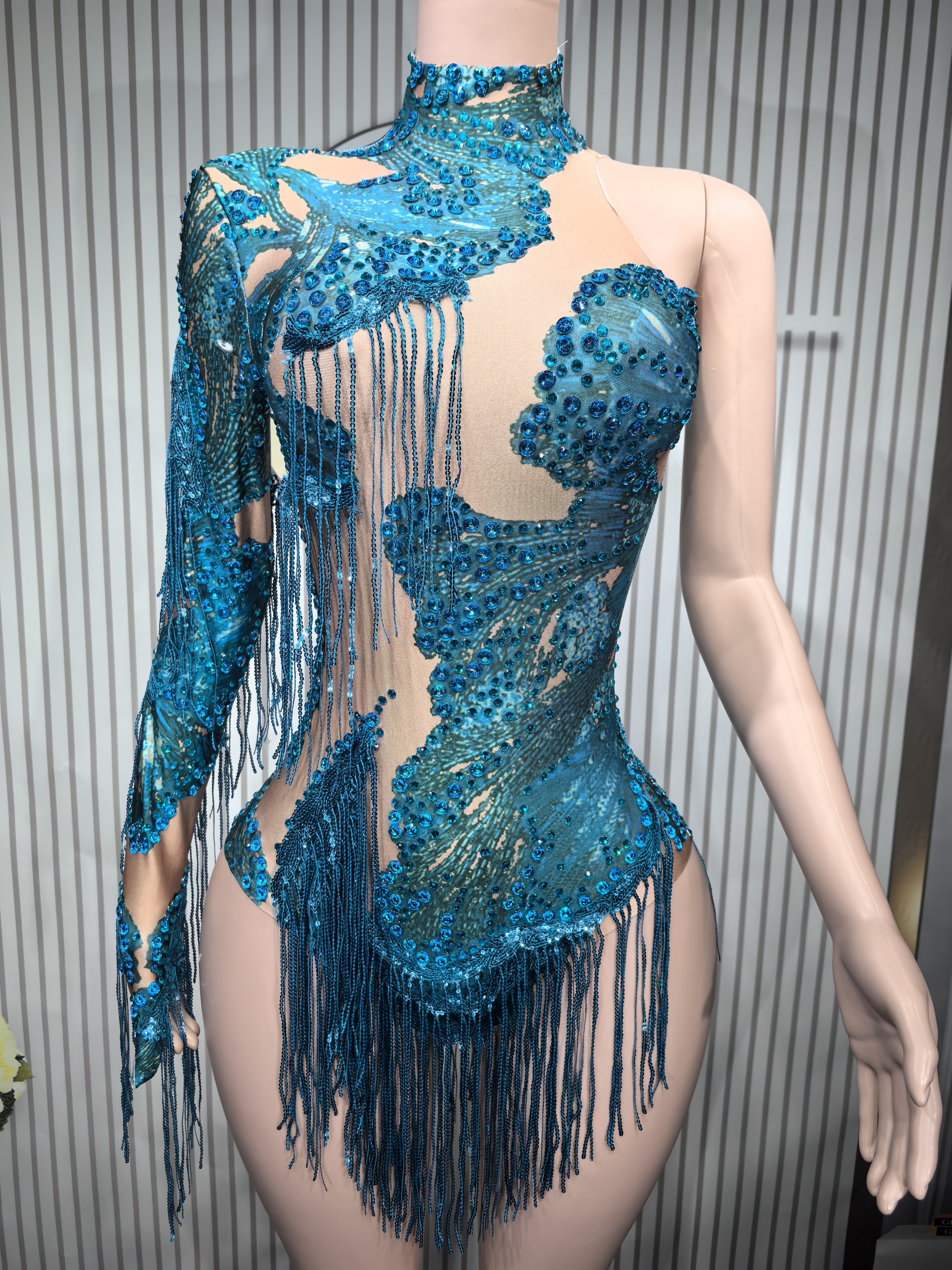 Sexy Skinny Leotard Singer Dan - огляд і ціна Rhinestone Banding Trim