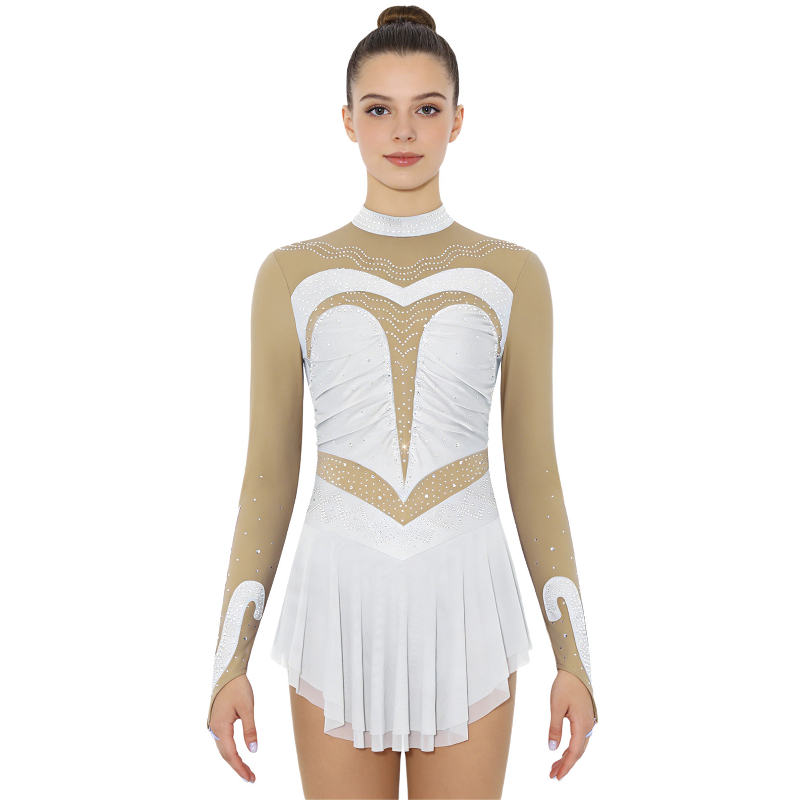 Womens Sheer Mesh Gymnastics B - огляд і ціна Rhinestone Banding Trim