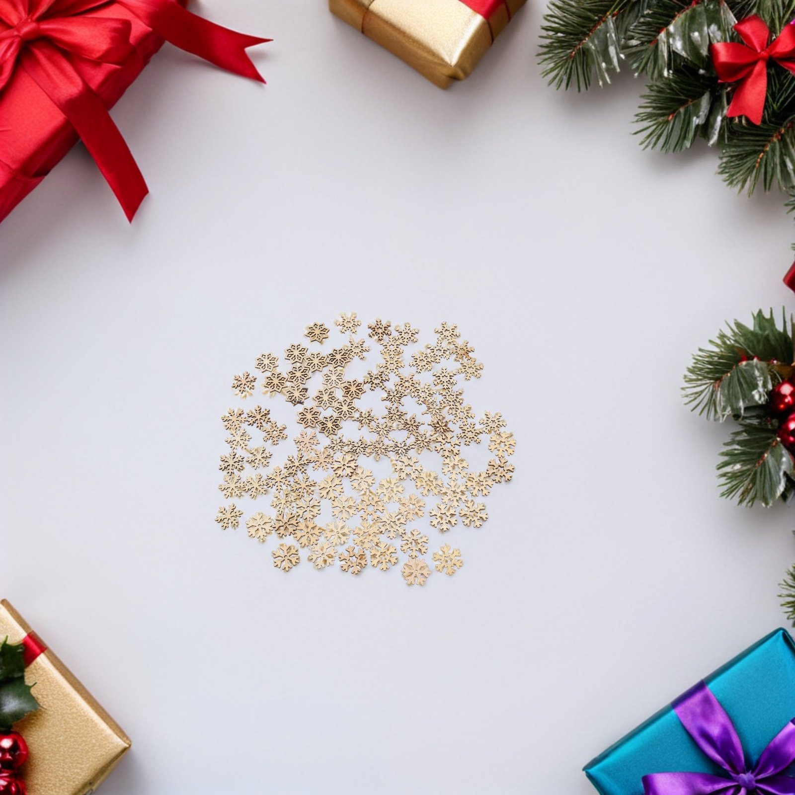 100Pcs Mini Wood Snowflake Cut - огляд і ціна Christmas Craft Embellishment