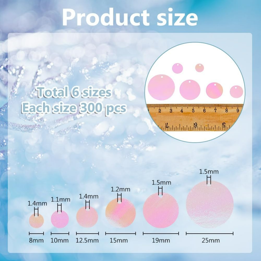 1800Pcs 6 Sizes Loose Sequin F - огляд і ціна Embroidery Craft