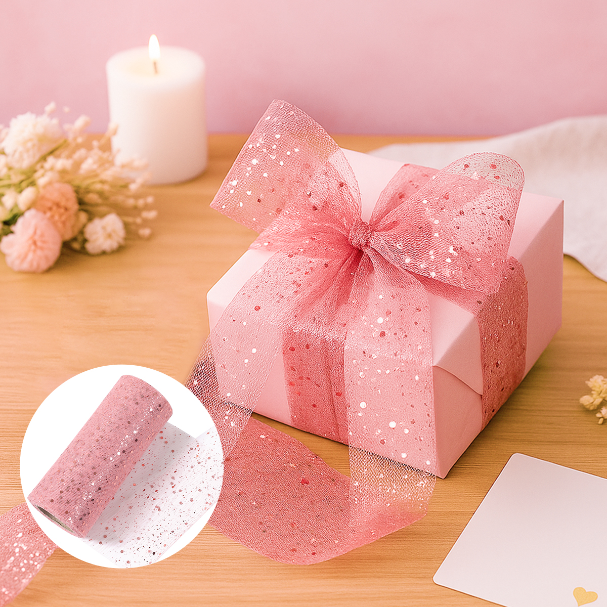 Glitter Tulle Rolls Birthday P - огляд і ціна Organza Ribbon Spool
