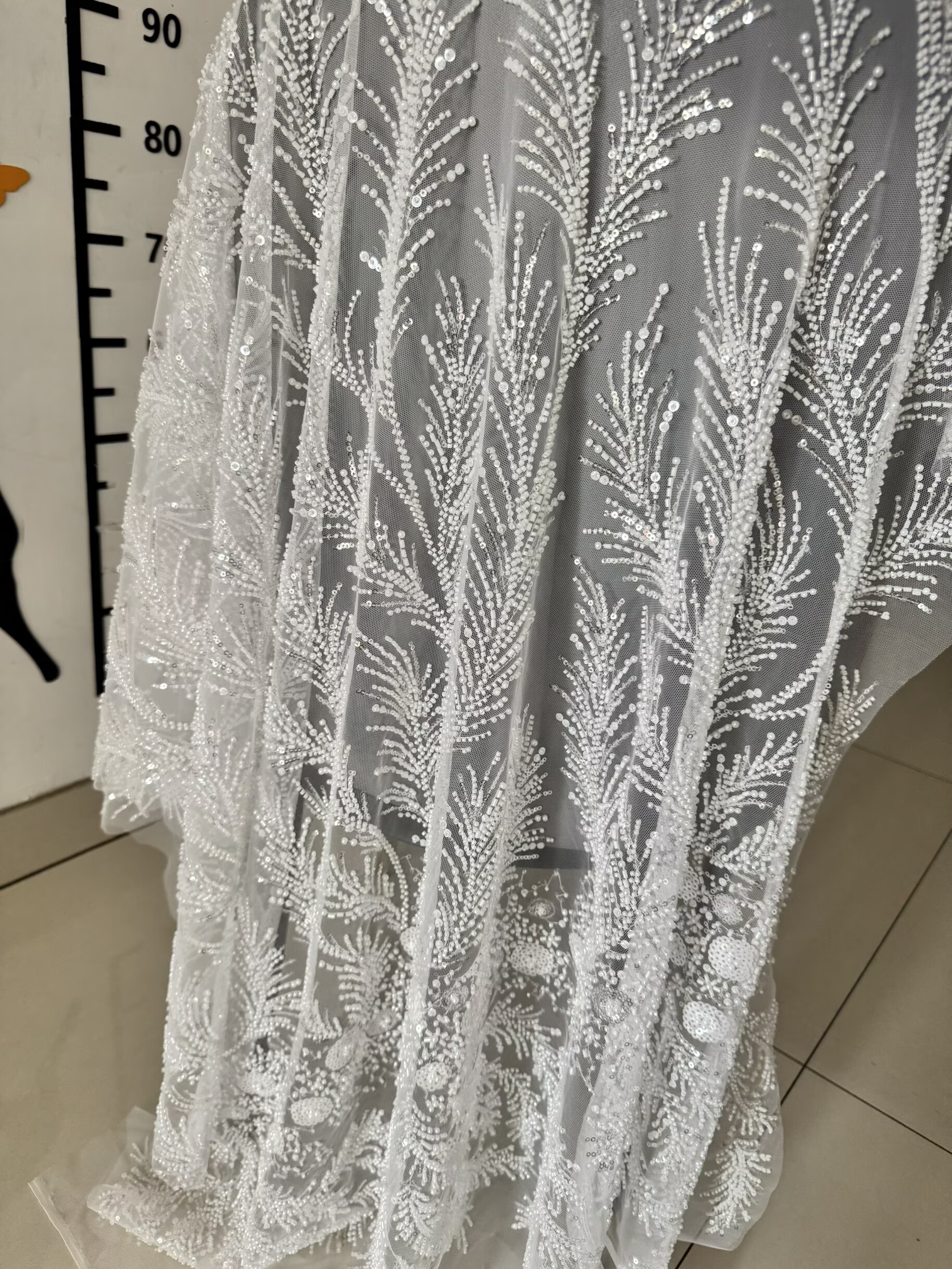 White Beaded Pearl Crystal Seq - огляд і ціна Crystal Mesh Fabric